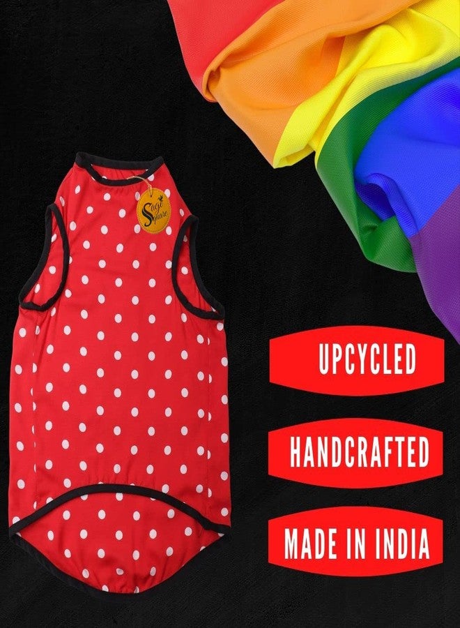 سايج سكوير تيشيرت للكلاب من Sage Square، مصنوع من خامة ناعمة ومرنة | تصميم عصري وجذاب للحيوانات الأليفة | خفيف الوزن وناعم | ملابس مريحة وجيدة التهوية للكلاب | طقم صدرية أنيق (مقاس كبير - 22 بوصة، لون أحمر منقط) - Image 4